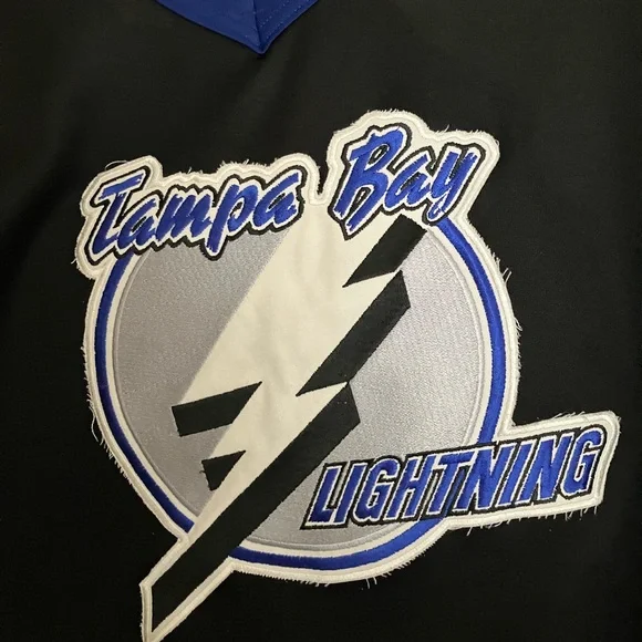 Vintage 90s CCM Tampa Bay Lightning Hockey Jersey Large White Black Blue - Picture 2 of 6